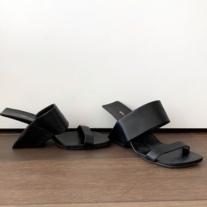 Geometric United Nude Black Leather Heels